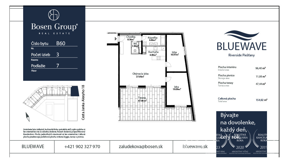 BOSEN | BLUEWAVE _ 3 izbový byt s krásnym výhľadom 7NP_B60, Banka, Piešťany, 154.92 m2