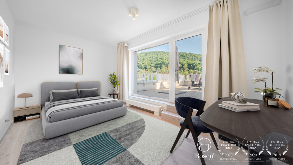 BOSEN | Priestranný 4 izbový byt s veľkou terasou a výhľadom na Devínsku Kobylu, Devínska Nová Ves, 160.88 m2
