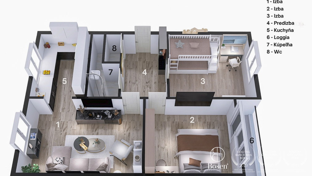 BOSEN | Výnimočný 3 izbový byt s loggiou, 84m2, M. Rázusa