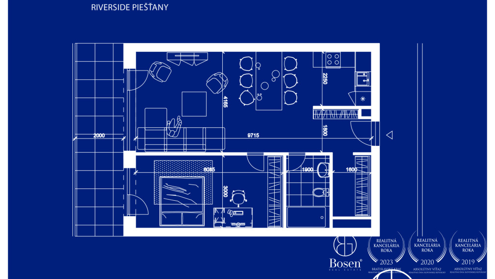 BOSEN | BLUEWAVE 2 izbový byt s výhľadom na rieku, Banka, Piešťany, 85.17 m2