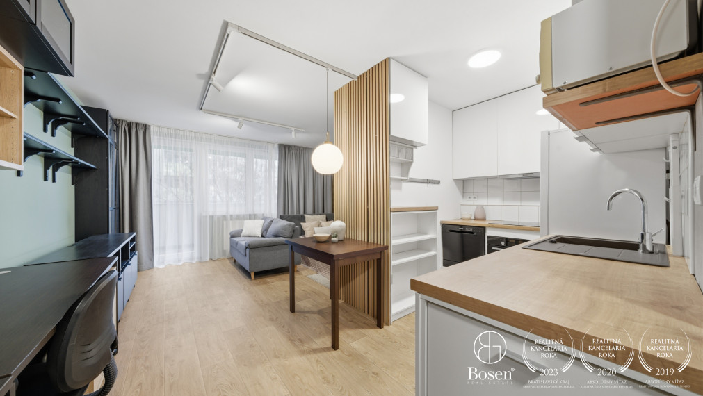 BOSEN | Praktický 1 izbový byt s veľkým balkónom, Rustaveliho ul., Rača-BA