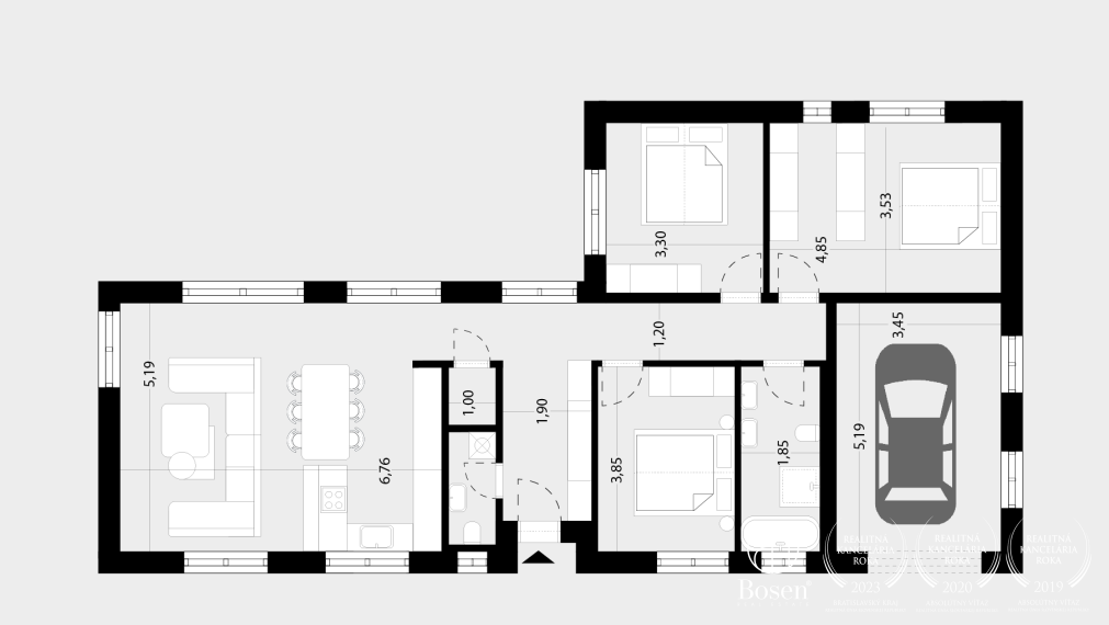 BOSEN | Novostavba RD s garážou v projekte Pod ihriskom, Rohožník