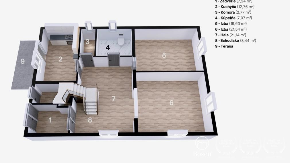 BOSEN | Prízemný rodinný dom s obytným podkrovím, Tornaľa, 604m2.