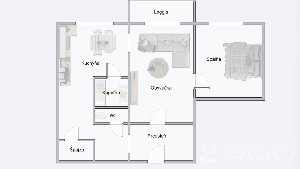 BOSEN | 2 izbový byt s balkónom, 59m2