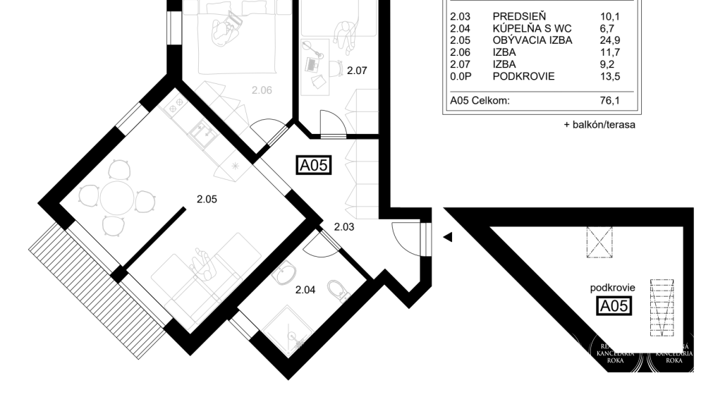 BOSEN | A05 | Mezonetový 4 izbový apartmán A05, Liptovský Mikuláš - Ondrašová, 80.14 m2