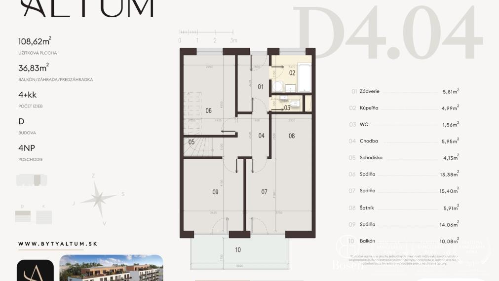 Bosen / 4 izbový byt s terasou a krásnym výhľadom na les