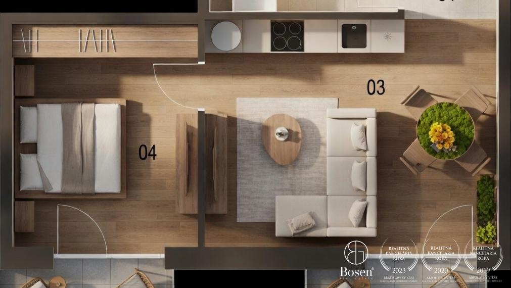 BOSEN | 2 izbový byt s 2 balkónmi v novostavbe ALTUM