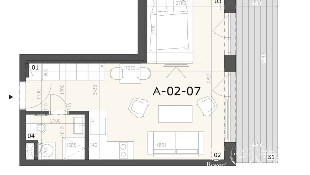 BOSEN | 1,5 izbový byt s veľkou loggiou a bazénom, AGÁTY, Dúbravka, 42,06 m2