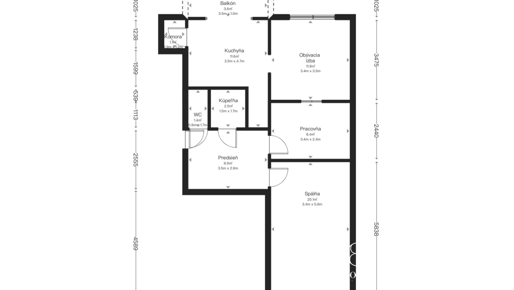 BOSEN| 2 izbový byt, 66m2+balkón, čiastočne prerobený na 3 izbový, Školské Námestie
