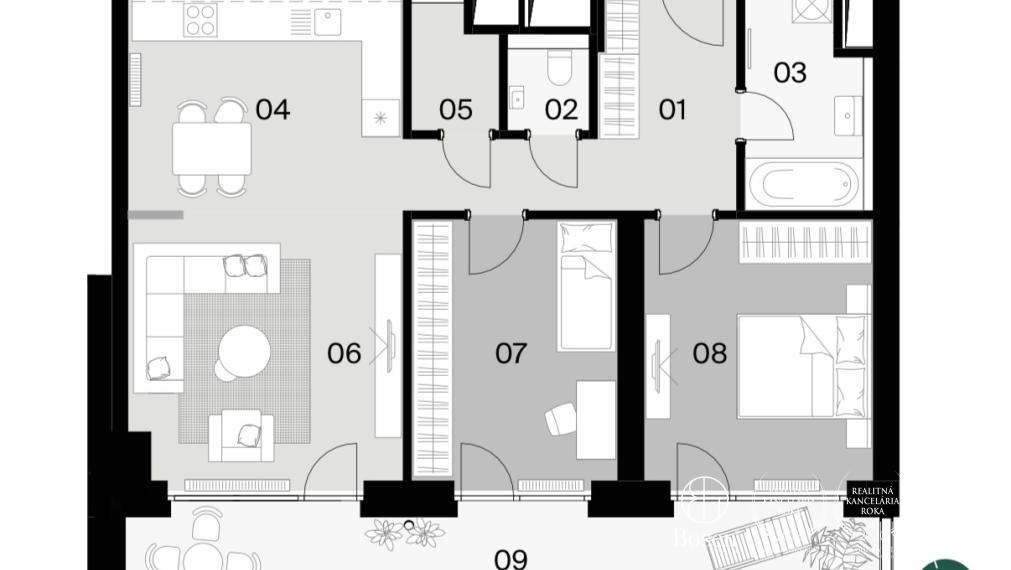 BOSEN | 3 izbový byt v projekte Downtown Yards Plátennicka, Bratislava II, 93 m2