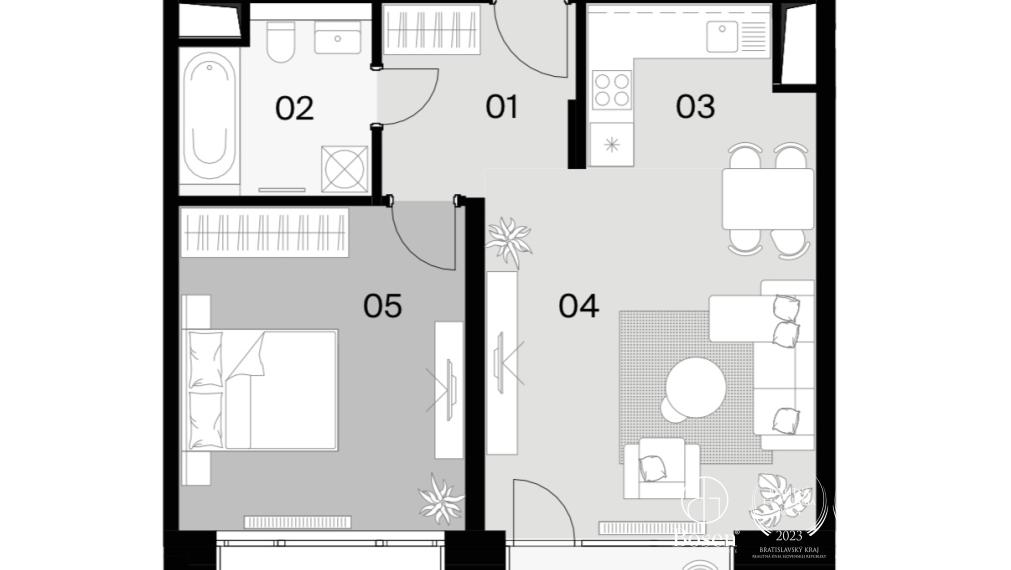 BOSEN | 2 izbový byt v projekte Downtown Yards Plátennicka, Bratislava II, 59 m2