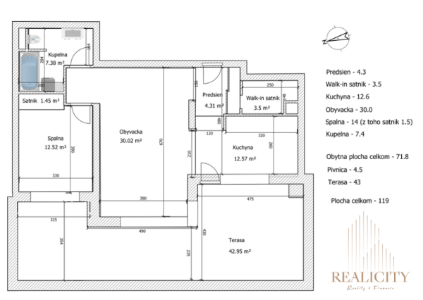 Bosen Realicity / Priestranný 2 izbový byt s terasou-Bratislava Kramáre 117,7m2
