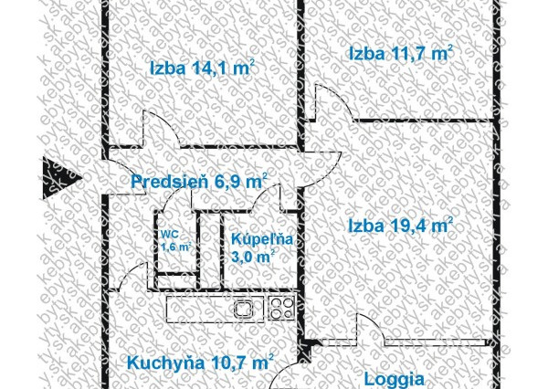 BOSEN | 3 izbový byt s veľkou loggiou v pôvodnom stave
