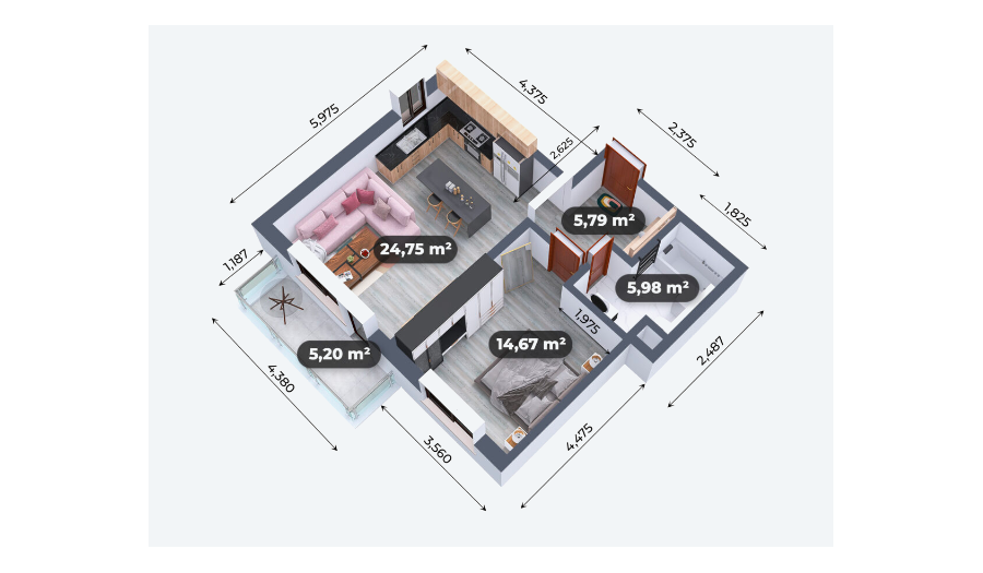 BOSEN |  Na predaj skolaudovaná novostavba 2+KK izb. byt od 51,19m2, Dúhové bývanie, Čermáň