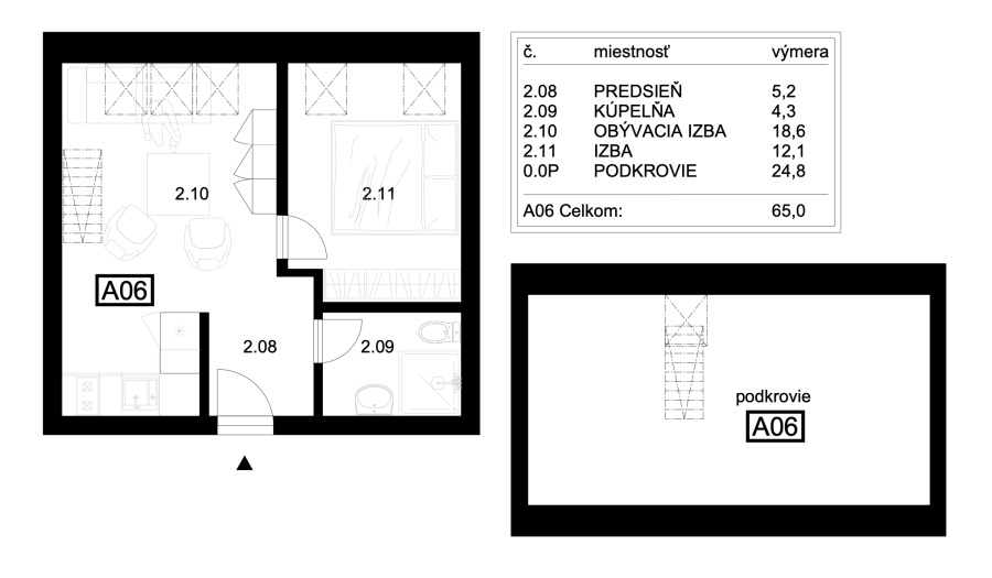 BOSEN | A06 | 3 izbový apartmán, Liptovský Mikuláš - Ondrašová, 65 m2