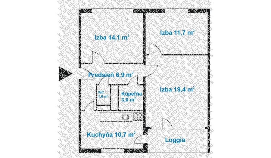BOSEN | 3 izbový byt s veľkou loggiou v pôvodnom stave